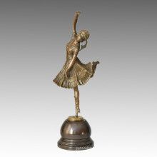 Dancer Bronze Sculpture Boat Lady Carving Deco Brass Statue TPE-313